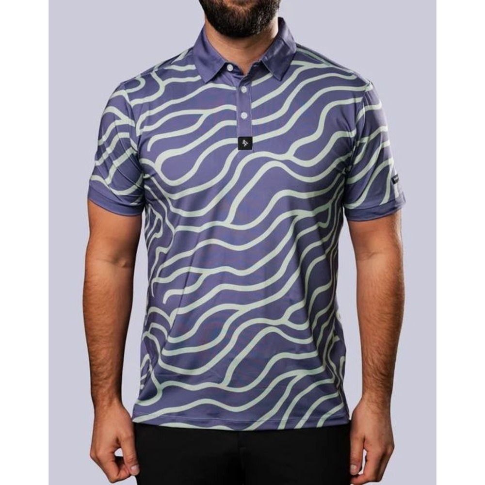 Byrdgang Golf Groovin Mint Purple Men Performance Short Sleeve Polo Shirt 4XL